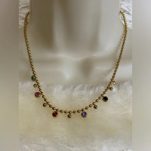 Titanium Steel 18K Gold  Rhinestones Necklace Pendant Geometric - Picture 4 of 9